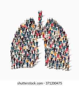 A large group of people in the form of lungs human medicine. Vector illustration