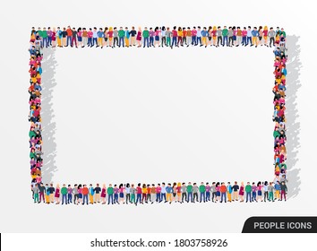 Un gran grupo de personas en forma de cuadro cuadrado. Ilustración del vector