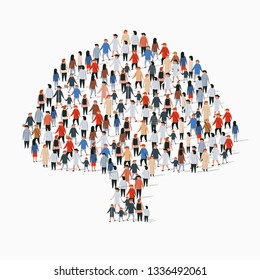 Large group of people in form of tree. Vector illustration