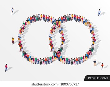 A large group of people in the form of two joined circles. Vector illustration