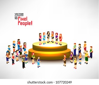 a large group of people gather around the stage together vector design