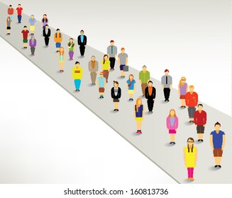 A large group of people gather around vector design
