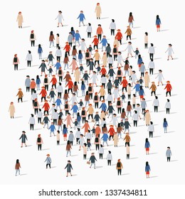 Large group of people gather in a circle. Vector illustration