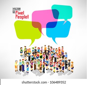 a large group of people gather together vector icon design