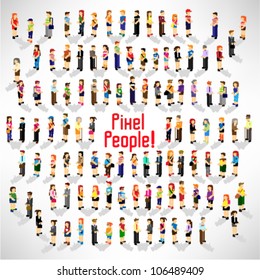 a large group of people gather together vector icon design