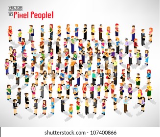 a large group of people gather together vector icon design