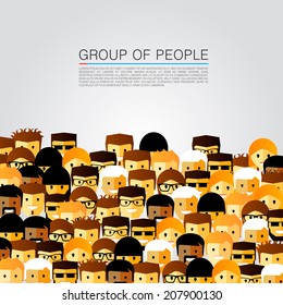 A large group of people, Head flat background, Vector illustration