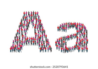 A large group of people in the letter A