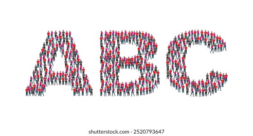 A large group of people in the letter ABC