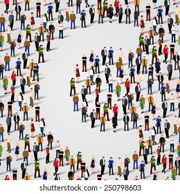 Large group of people in letter C form. People font. Clean vector font. Vector seamless background