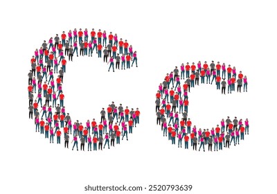 A large group of people in the letter C