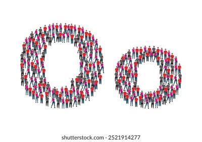 A large group of people in the letter O