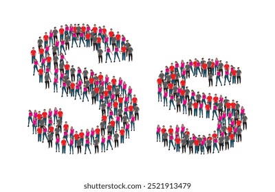 A large group of people in the letter S 