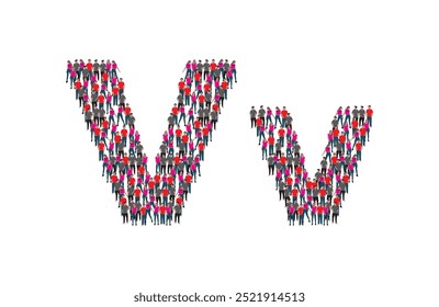 A large group of people in the letter V