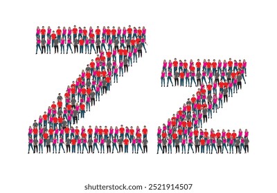 A large group of people in the letter Z