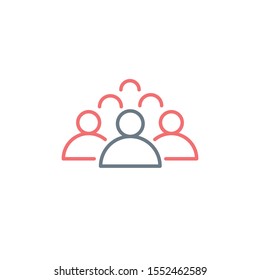 Icono de línea de grupo grande de personas, pictograma lineal de contorno líder. Trazo editable. Ilustración vectorial de material aislada en fondo blanco.