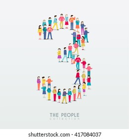 Large Group of People in Number 3 Form Vector Design