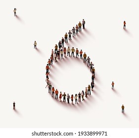 Large group of people in number 6 six form. Vector illustration