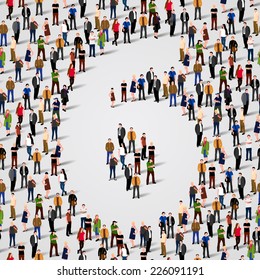 A large group of people in number 6 six form. People font. Vector seamless background