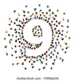 Large group of people in number 9 nine form. People font . Vector illustration