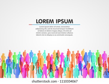 Large group of people on white background. Vector background