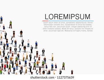 Large group of people on white background. Vector background