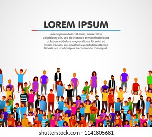 Large group of people on white background. Vector background