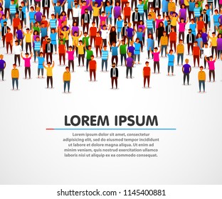 Large group of people on white background. Vector background