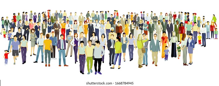 Große Gruppe von Menschen auf weißem Hintergrund. - Illustration der Vektorillustration