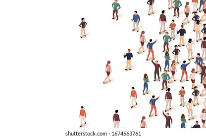 Large group of people on white background. People communication concept. Vector illustration