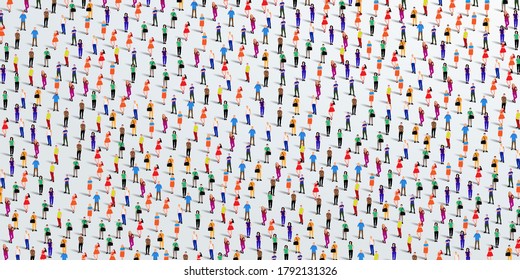 A large group of people on white background. Crowd seamless background. Vector illustration
