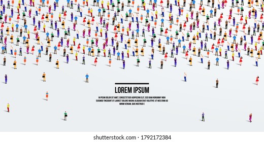 A large group of people on white background. Crowd seamless background. Vector illustration