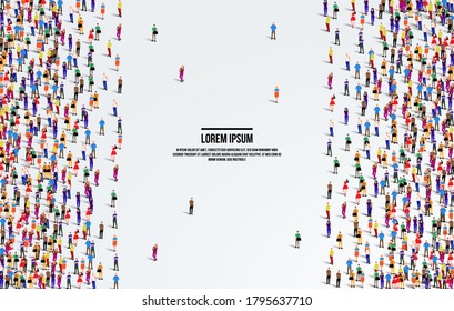 A large group of people on a white background. Aerial view of people crowd. vector Illustration.