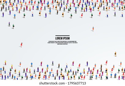 A large group of people on a white background. Aerial view of people crowd. vector Illustration.