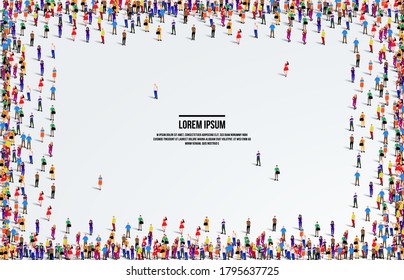 A large group of people on a white background. Aerial view of people crowd. vector Illustration.
