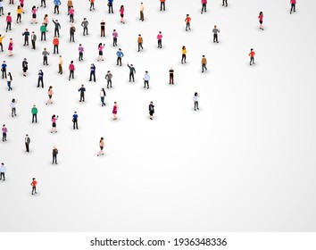 Large group of people on white background. People crowd concept. Vector illustration