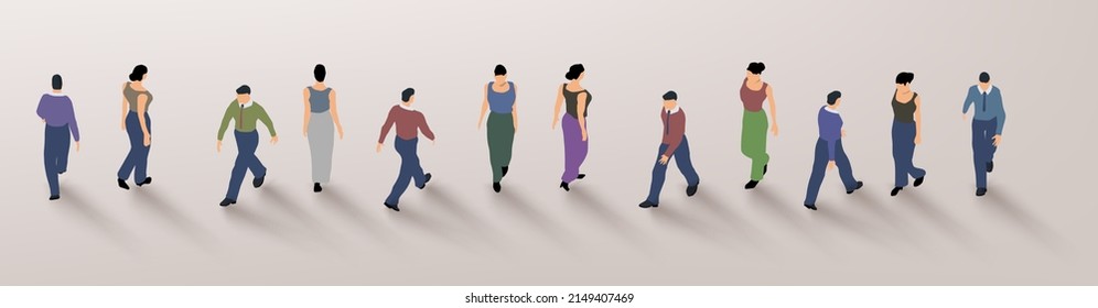 Large group of people on white background. People flat style  crowd concept. Vector illustration