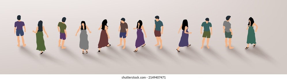 Large group of people on white background. People flat style  crowd concept. Vector illustration