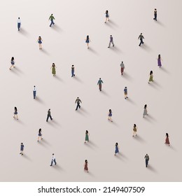 Große Gruppe von Menschen auf weißem Hintergrund. Menschen flach Stil Crowd Konzept. Vektorgrafik