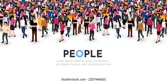Large group of people on white background. People crowd concept. Vector illustration