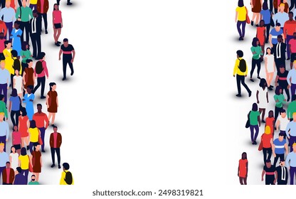 Large group of people on white background. People crowd concept. Vector illustration