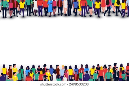 Large group of people on white background. People crowd concept. Vector illustration