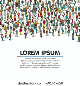 Large group of people on white background. Vector background