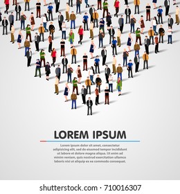 Large group of people on white background. Leader concept. Vector background