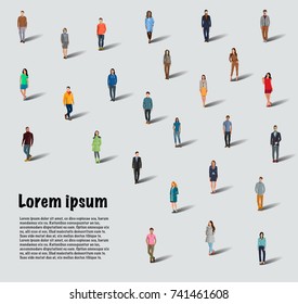 Large group of people on white background. A group of people. Flat style. Flat design. Vector illustration Eps10 file