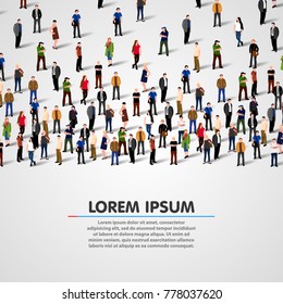 Large group of people on white background. Vector background