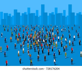 Large group of people over the city. Business concept. Vector illustration