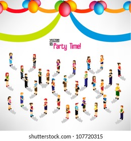 a large group of people in the party celebration vector design