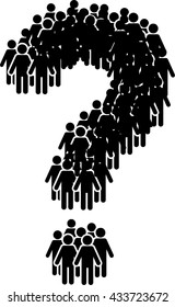 Large group of people with questions, thinking concept.