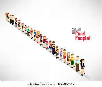 A Large Group Of People Queuing Up Vector Icon Design